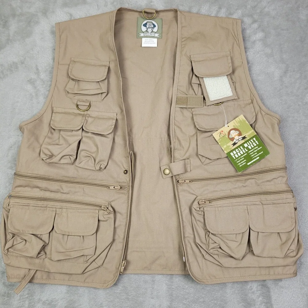 Rotnco Uncle Milty Travel Vest Size Small Beige 17 Pockets Cotton Poly Blend NWT